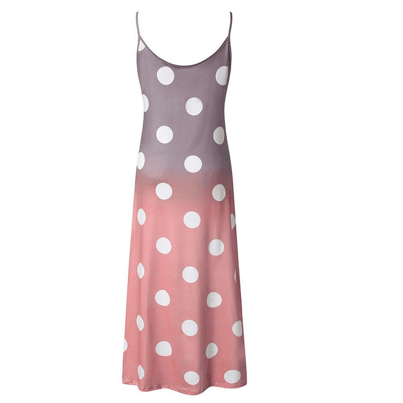 OTEN Vintage Casual Backless Polka Dot Gradient Dress