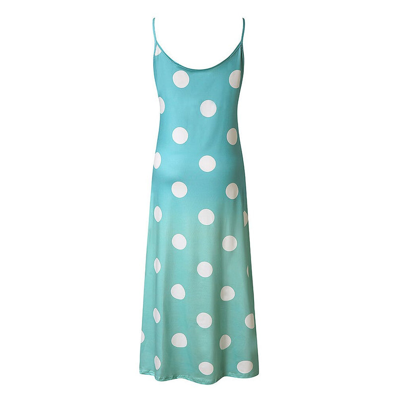 OTEN Vintage Casual Backless Polka Dot Gradient Dress