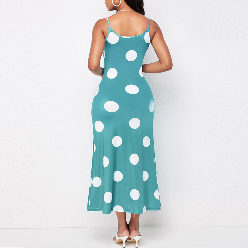 OTEN Vintage Casual Backless Polka Dot Gradient Dress