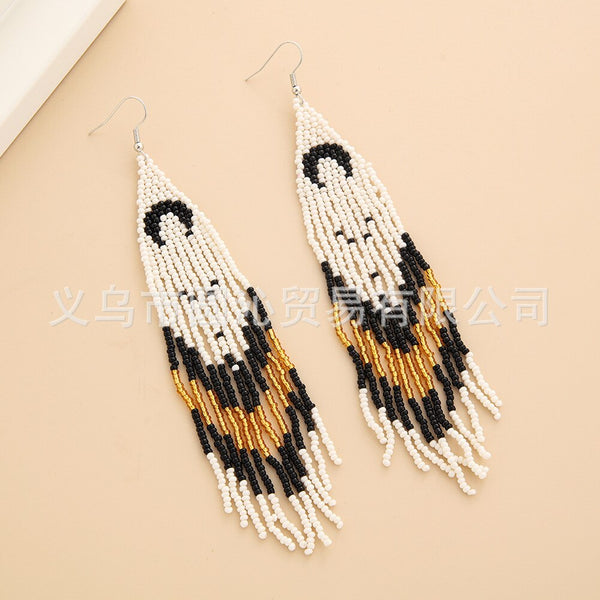 Rice bead earrings  Hand woven  fashion  Beading  Simplicity  Bohemia  Versatile  alloy  ma&#39;am  Fringed earrings