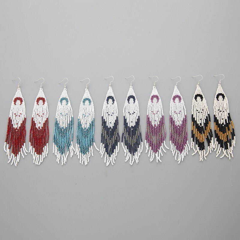 Rice bead earrings  Hand woven  fashion  Beading  Simplicity  Bohemia  Versatile  alloy  ma&#39;am  Fringed earrings