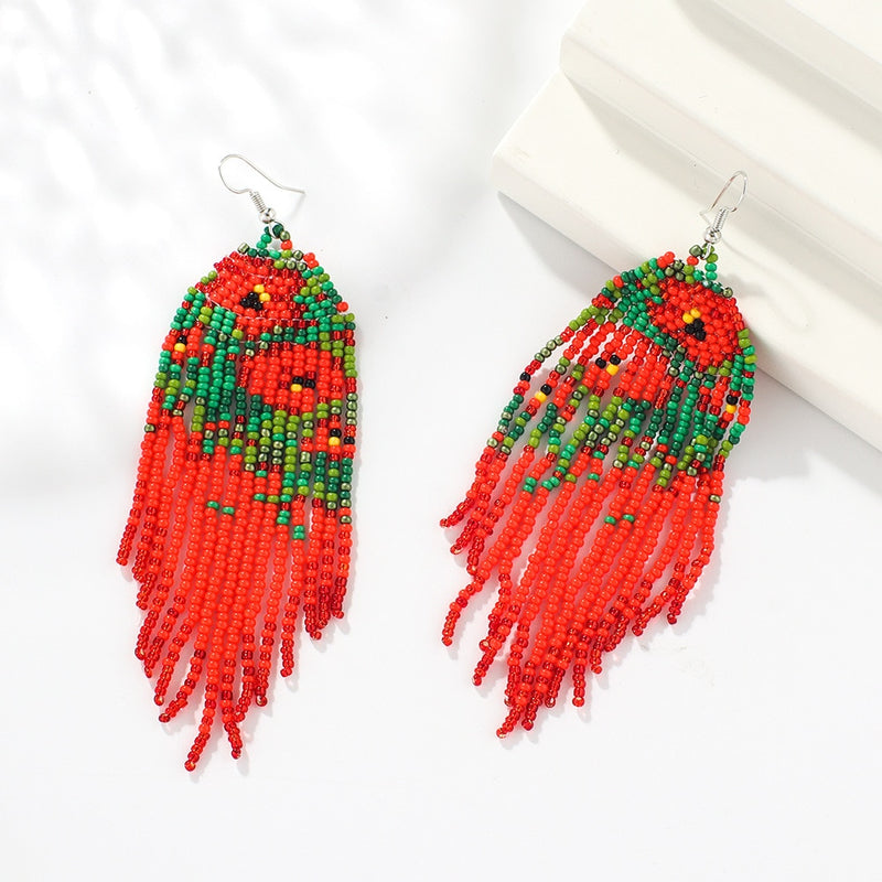 Rice Bead Earrings  Hand weaving  Beaded  Colorful  Simplicity  Retro  Bohemia  geometry  alloy  ma&#39;am  Tassel Earrings