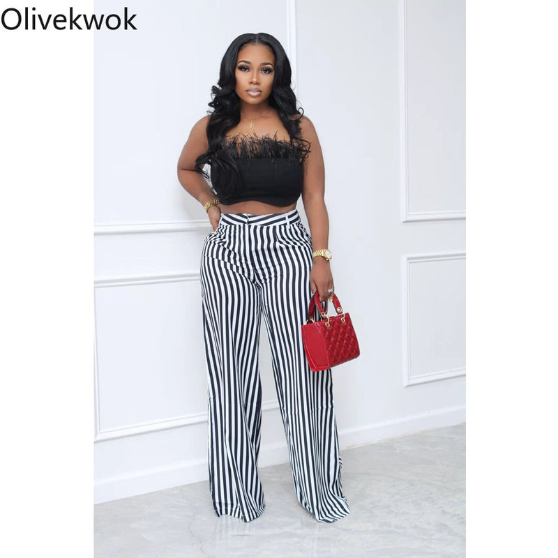 Olivekwok Striped Wide Leg  Pants