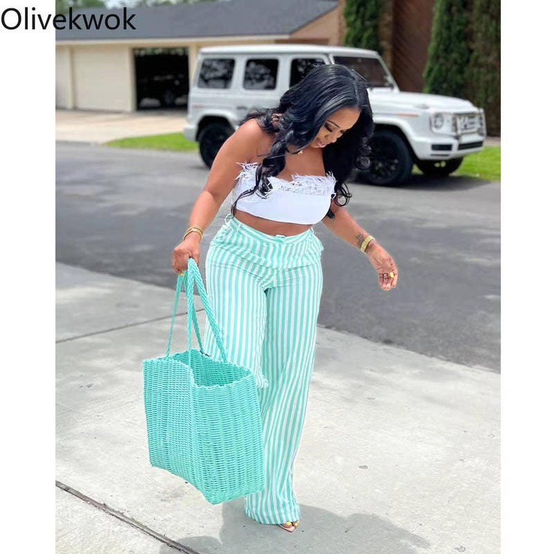 Olivekwok Striped Wide Leg  Pants