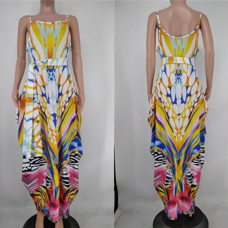 Print Loose Draped Pocket Dress