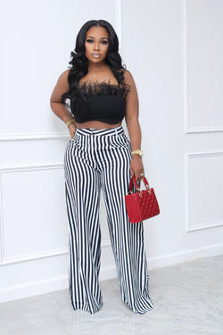 Olivekwok Striped Wide Leg  Pants