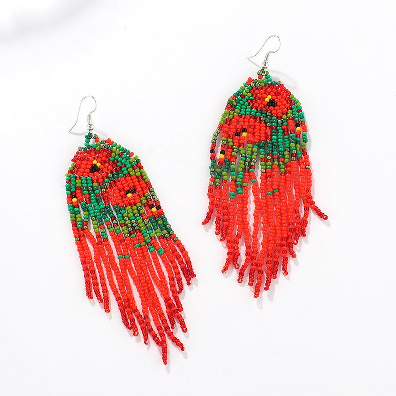 Rice Bead Earrings  Hand weaving  Beaded  Colorful  Simplicity  Retro  Bohemia  geometry  alloy  ma&#39;am  Tassel Earrings