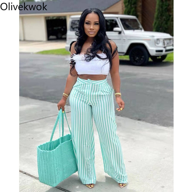 Olivekwok Striped Wide Leg  Pants