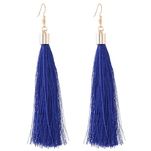 Multi-color Beaded Tassel Earrings