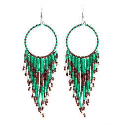 Multi-color Beaded Tassel Earrings