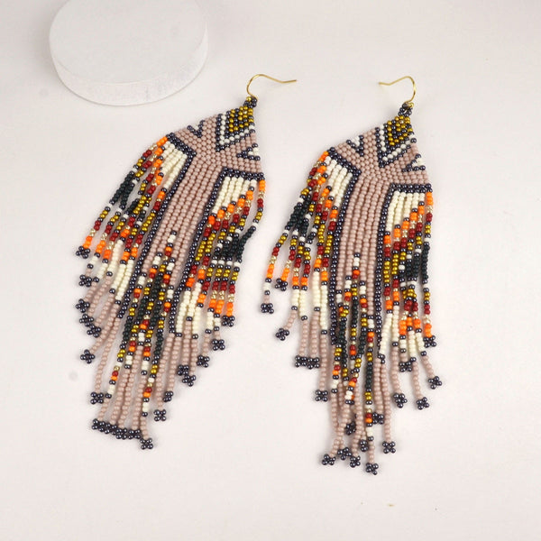 Boho Beaded Long Drop Dangle Earrings