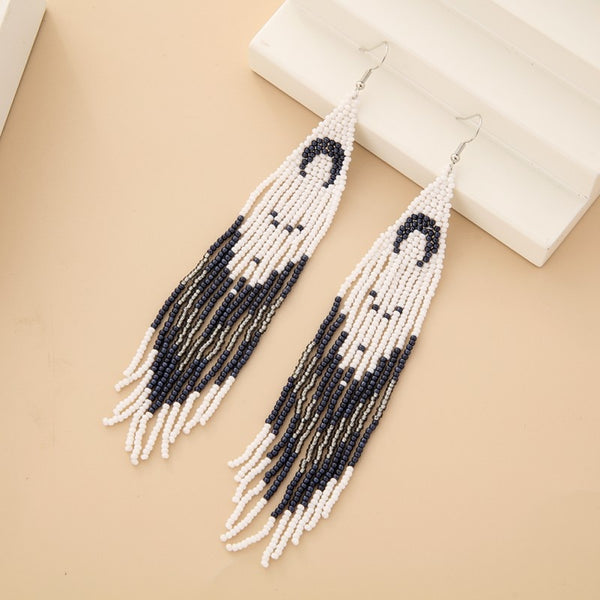 Rice bead earrings  Hand woven  fashion  Beading  Simplicity  Bohemia  Versatile  alloy  ma&#39;am  Fringed earrings